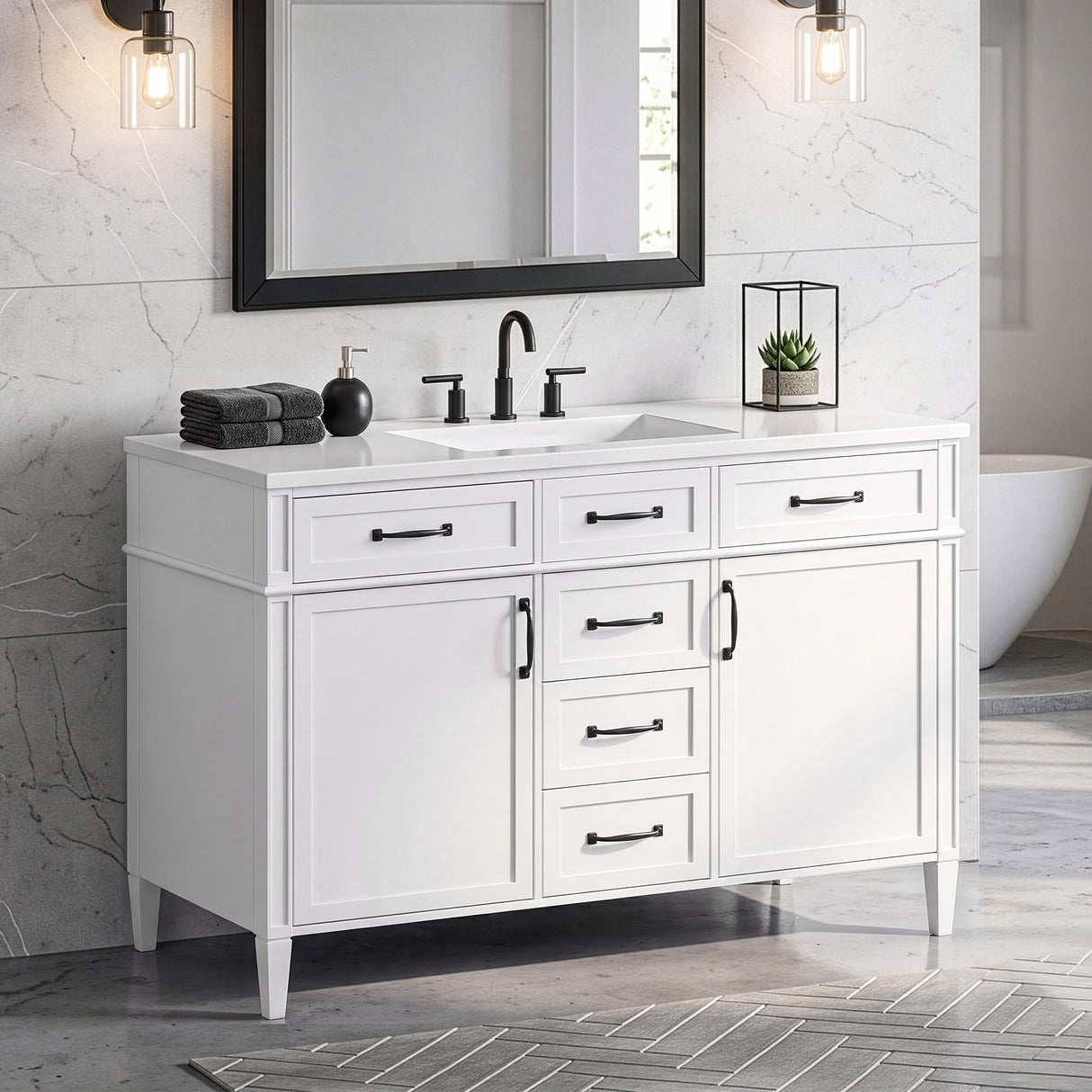 48 Inch Bathroom Vanity with Composite Sink Top