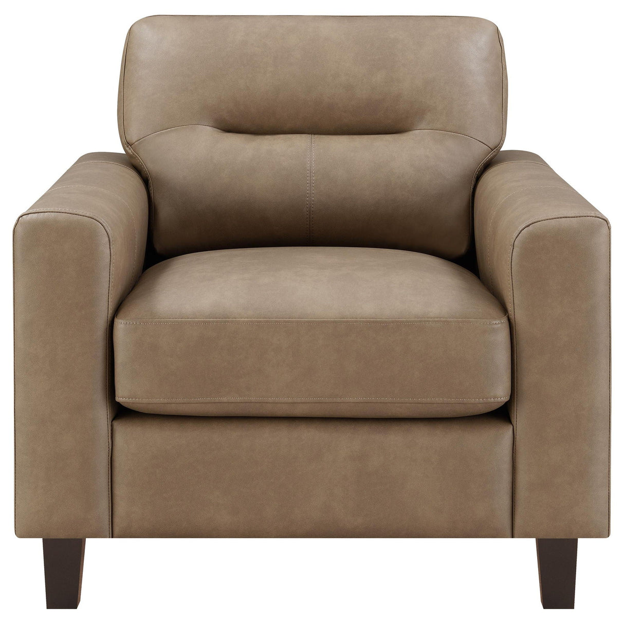 Scotland Faux Leather Upholstered Track Arm Chair Brown
