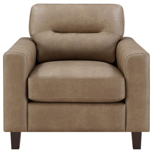 Scotland Faux Leather Upholstered Track Arm Chair Brown