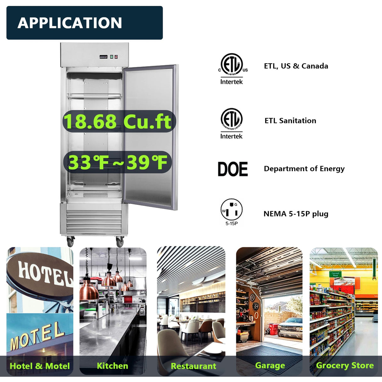 27" Commercial Refrigerator with Solid Door