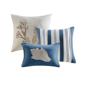 7 Piece Cotton Sateen Comforter Set Blue California King