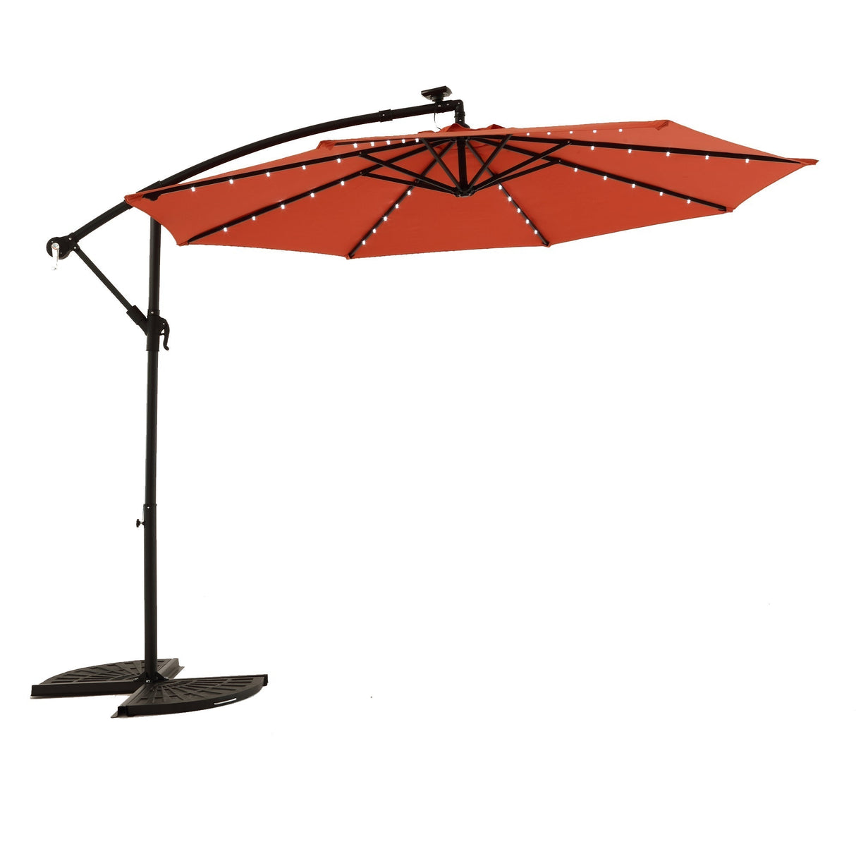 10ft Solar LED Offset Hanging Market Patio Umbrella (Orange)