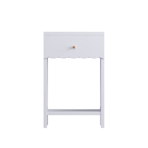 Nightstand With Drawer And Open Shelf, Scalloped Edge Bedside Table