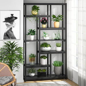 Extra Tall 7 Tier Industrial Etagere Bookcase With 10 Shelves Organizer