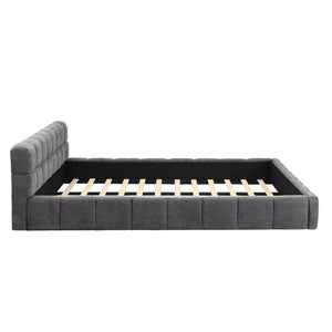 Elegant Upholstered Bed With Checkerboard Design