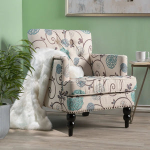 Vitality Club Chair With Button Tufted Diamond Stitching And Turned Legs