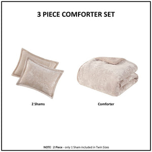 Full/Queen Crushed Velvet Sherpa Reversible Comforter Set