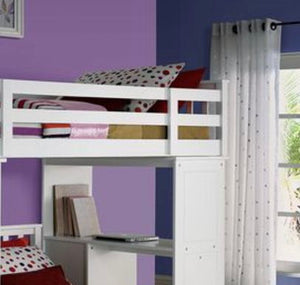 Freya Twin Loft Bed With Storage - White