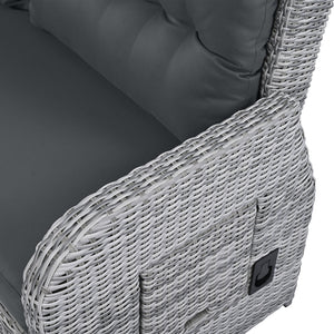 Outdoor Furniture Set Patio Rattan Furniture with Adjustable Table, Recliners, Side Tables, Ottomans