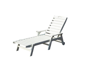 Patio Lounge Chair Outdoor HDPE with Reclining Backrest