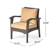 HONOLULU Brown Club Chair Set of 2 with Weather-Resistant Wicker Finish and Cushions
