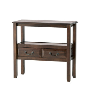 End Table in Brown Acacia Wood with Drawers