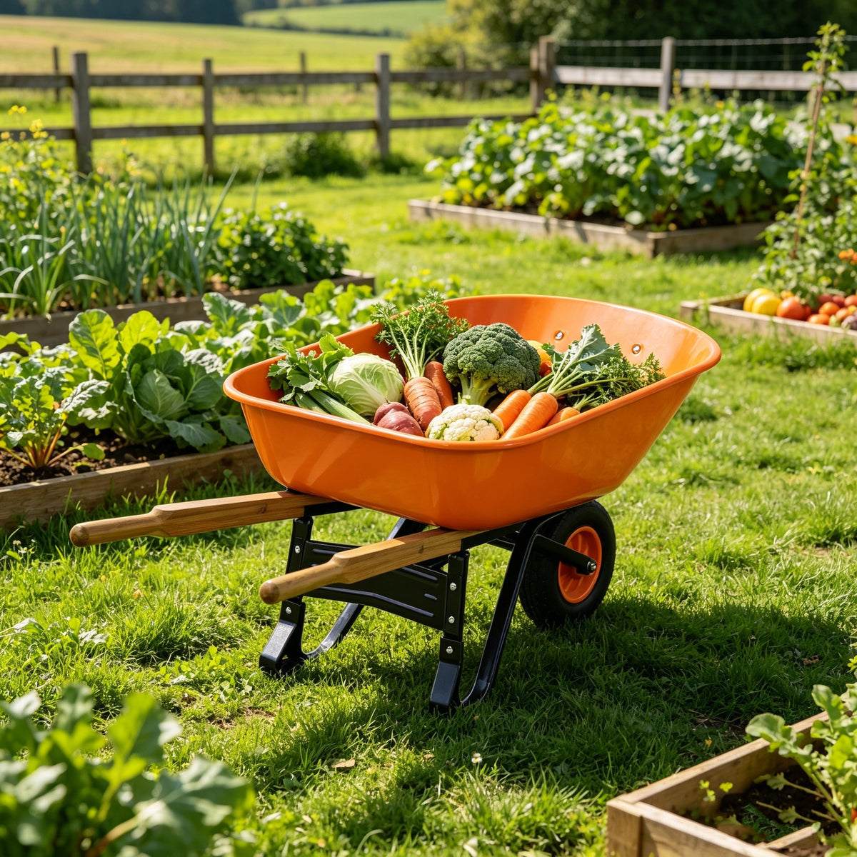 Steel Tray Wheelbarrow with Two Wheels – ABS+Steel Construction - Black or Blue