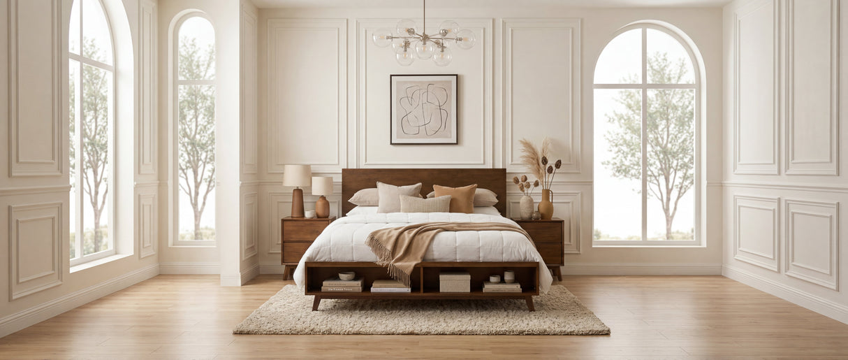 Walnut King Size Platform Bed Frame