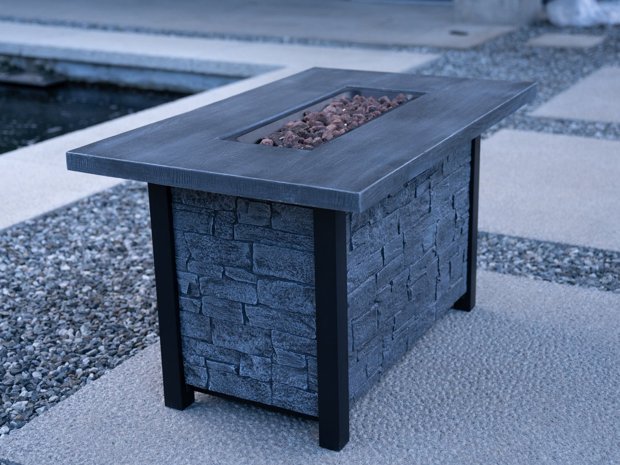 44"W x 25"H Outdoor Propane Fire Pit Table, 50,000 BTU, Cultured Stone