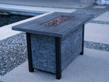 44"W x 25"H Outdoor Propane Fire Pit Table, 50,000 BTU, Cultured Stone