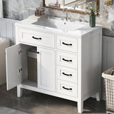 36" White Bathroom Vanity with Ceramic Sink – Modern Charm Meets Everyday Function
