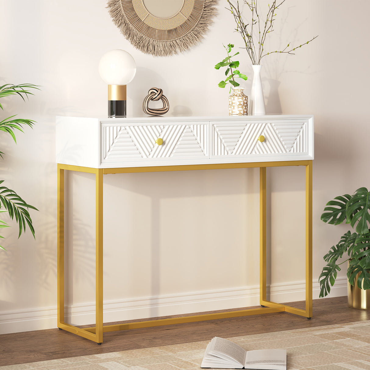 Console Table Entryway Table,  White