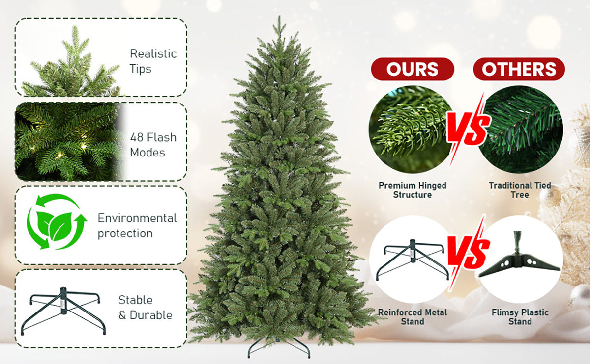 7FT Prelit Christmas Tree with 340 RGB LED Lights - Multicolor