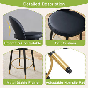 Modern Upholstered 360° Rotatable Bar Chair With Metal Legs For Dining Room (Set of 2)
