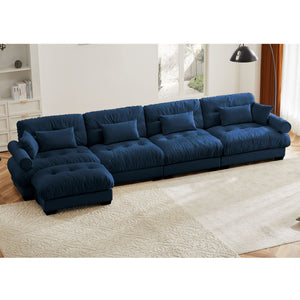 Oversized Modular Sectional Sofa with Movable Ottoman - Fabric, Multiple Colors