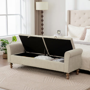 65.75" Wide Modern Upholstered Storage Bench