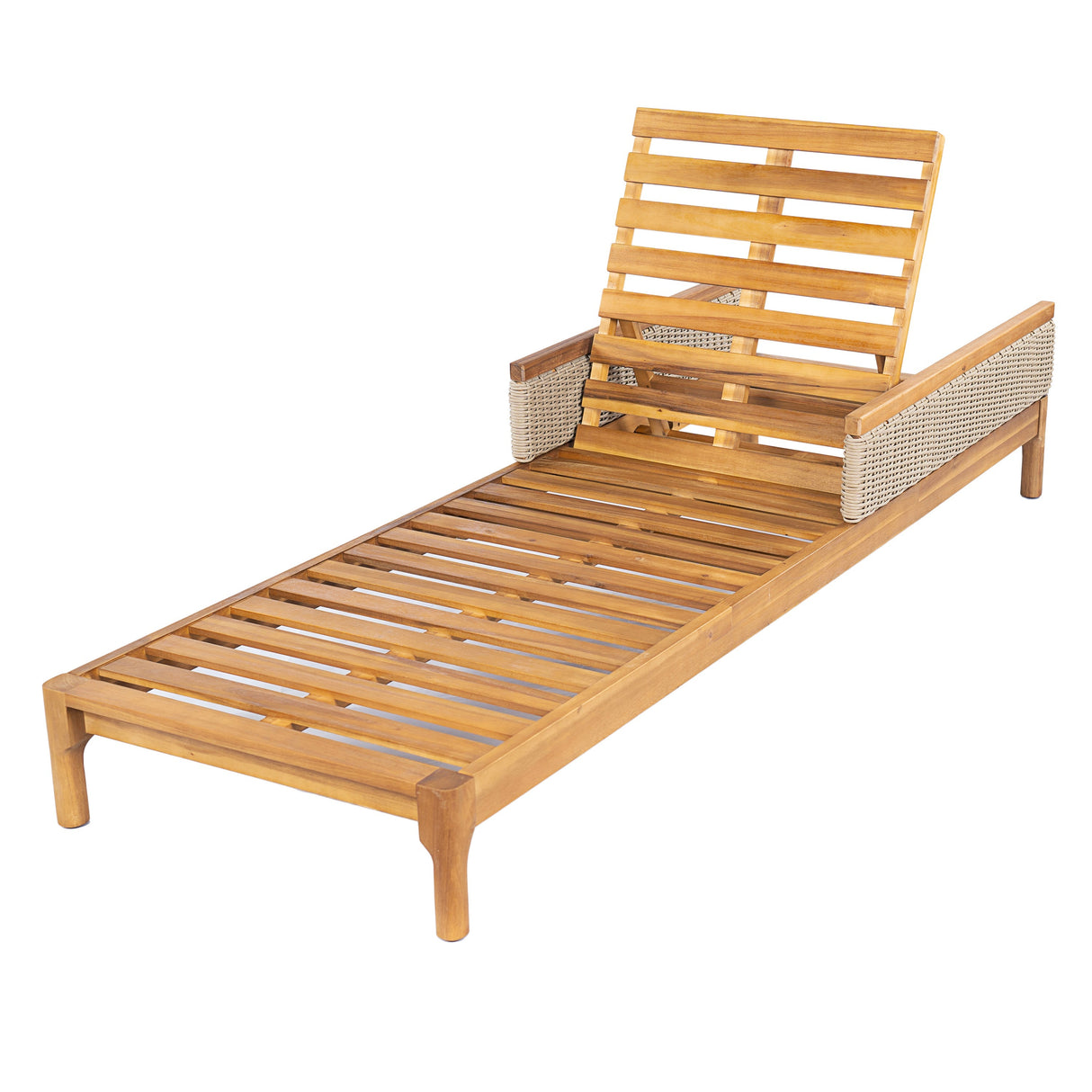 76.8' Solid Acacia Wood Sun Lounger Set of 2 with Cushions
