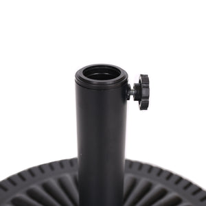 Black Rock Resin Outdoor Umbrella Base with Steel Support in Black Finish