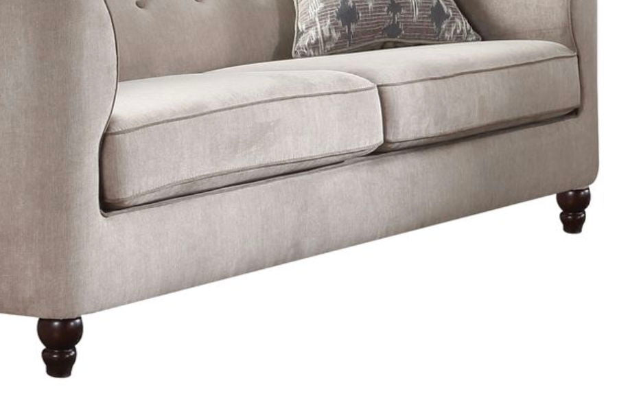 Cyndi Velvet Sofa With 2 Pillows - Tan