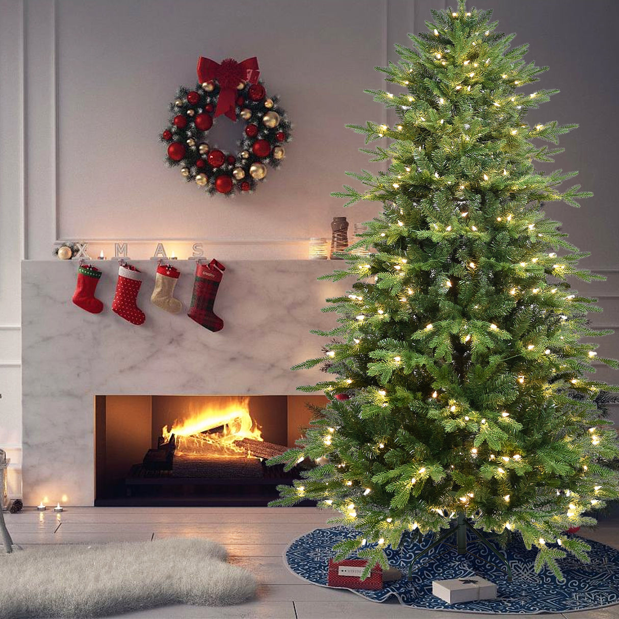 4-Foot Pre-Lit Evergreen Christmas Tree with 150 Warm White UL Lights