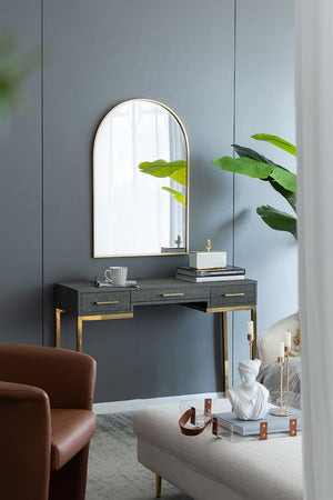 Arched Mirror With Metal Frame, Wall Mirror For Living Room Bedroom Entryway