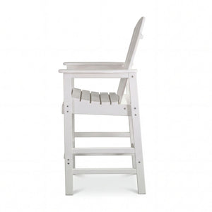 Outdoor Bar Height Adirondack Patio Chair With Cup Holder And Armrests All Weather UV Resistant - White
