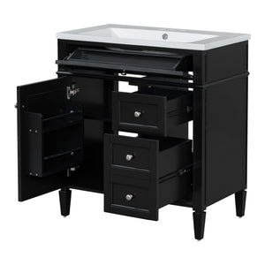 Bathroom Vanity With Top Sink, Storage Cabinet, 2 Drawers, Tip Out Drawer