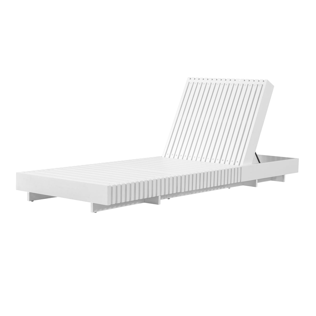 White Acacia Solid Wood Outdoor Chaise Lounge with Dark Grey Cushion
