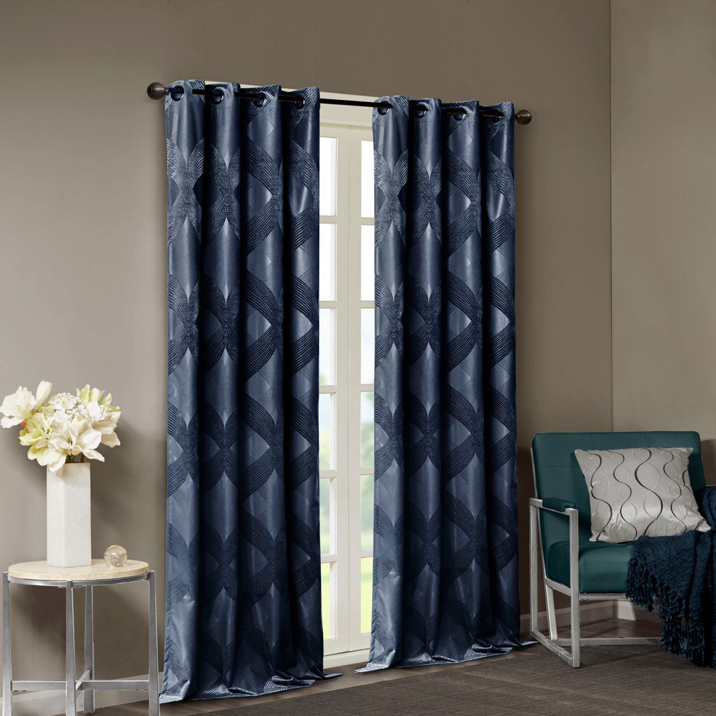 Ogee knitted jacquard total blackout curtain panel (only 1 pc panel)