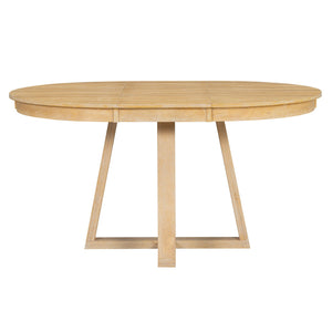 Dining Set With Leaf Round Table And 4 Upholstered Chairs