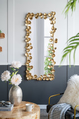 Full Length Mirror With Leaf Accents - Gold