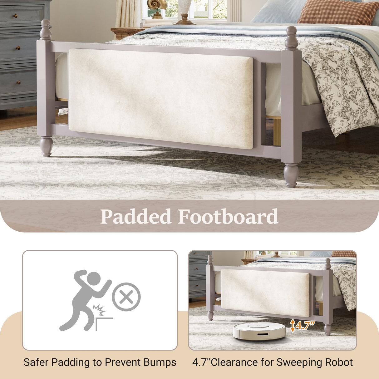 Queen Size Upholstered Platform Bed with Button Tufted Headboard