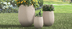 U_Style Egg-Shaped Lightweight MGO Outdoor Planter Set of 3