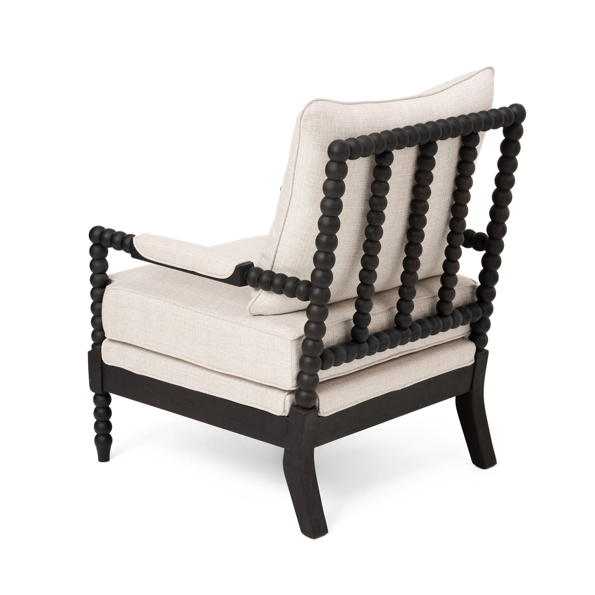Rubber Wood Accent Chair with Upholstered Fabric