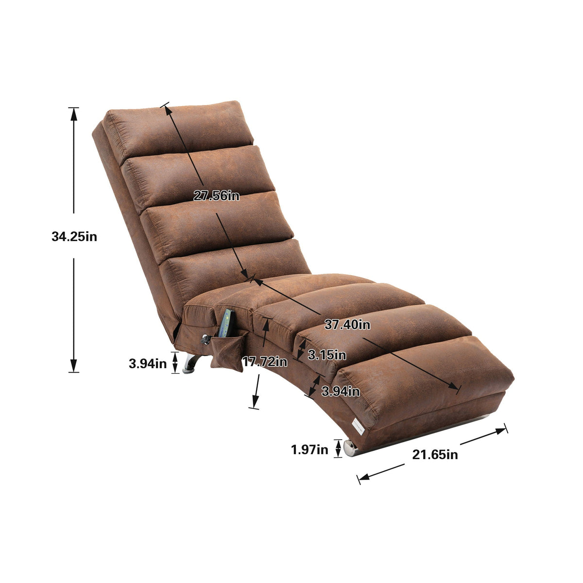 Massage Chaise Lounge Indoor With Remote Control, Ergonomic Electric Massage Lounger