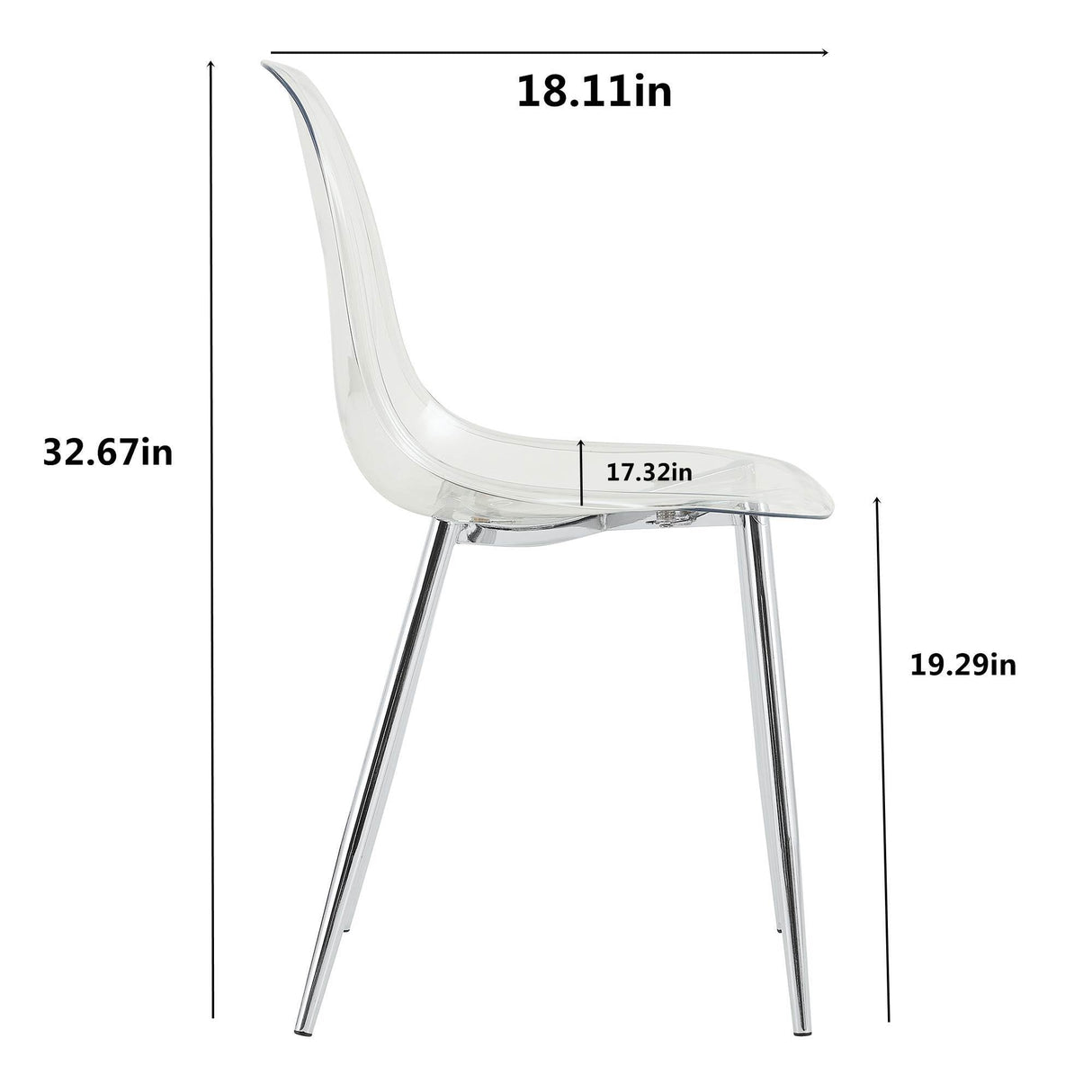 Modern Minimalist Transparent Dining Chair - 6-Piece Set