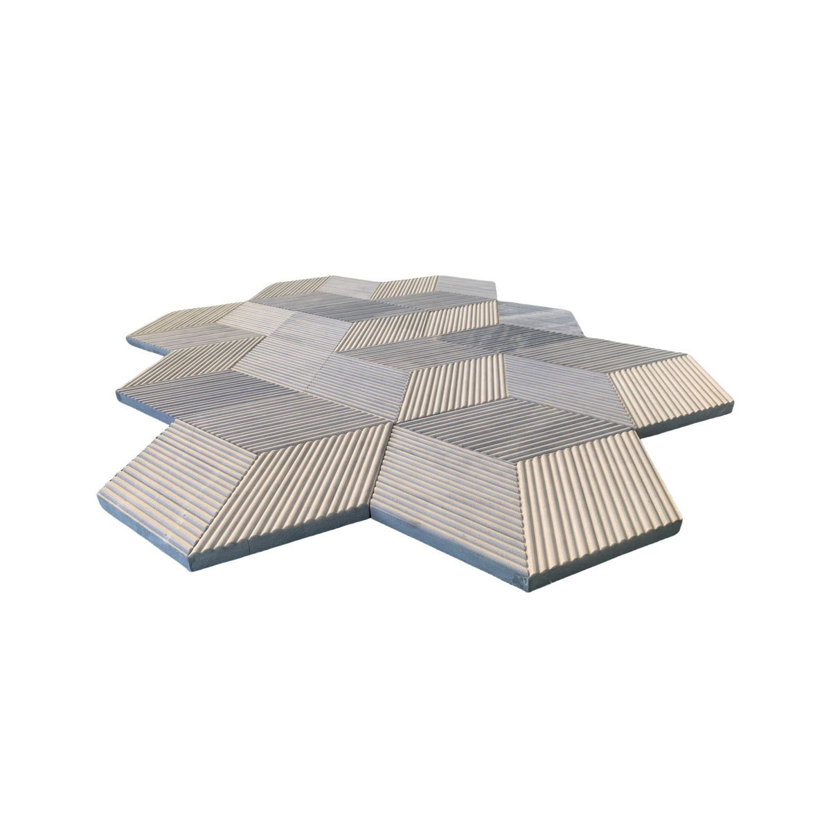 Hexagon Natural Stone Marble Tile, 3D Fluted (Set of 12)
