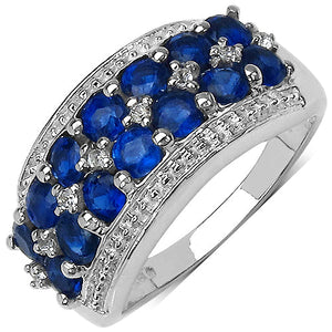 2.00 Carat Genuine Kyanite & White Topaz .925 Sterling Silver Ring