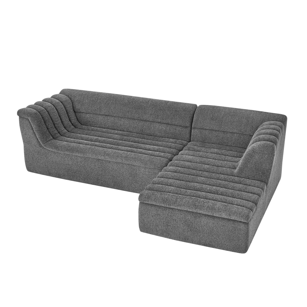 Upholstered L-Shaped Modular Sectional Sofa With Chaise, Wave-Shaped Armrest