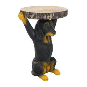22.17'H Black Dog Side Table Pedestal End Table Stool