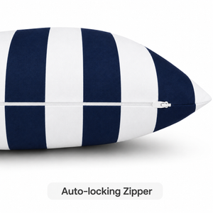 4 Pack Outdoor Pillow Covers - Navy Blue/White Striped