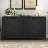 Luxurious Four-Door Sideboard with Honeycomb Patterned Doors