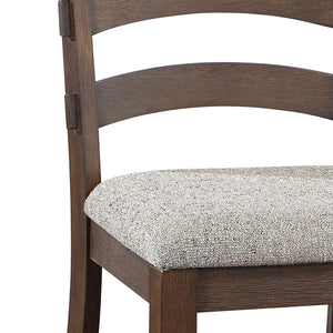 Pascaline - Side Chair (Set of 2) - Gray Fabric, Rustic Brown & Oak