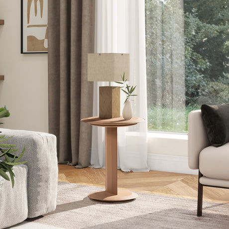 Mode-18'-Leatherette-Round-C-Shaped-Sofa-Side-Table,-Saddle-Brown-Faux-Leather-Accent-Chairs